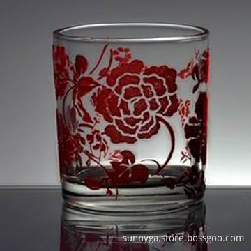Flocking Design Glass Candle Holder, 215g Weight